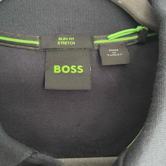 Boss Men's Polo Shirt in Black with Gold Details - Picture 2 of 5